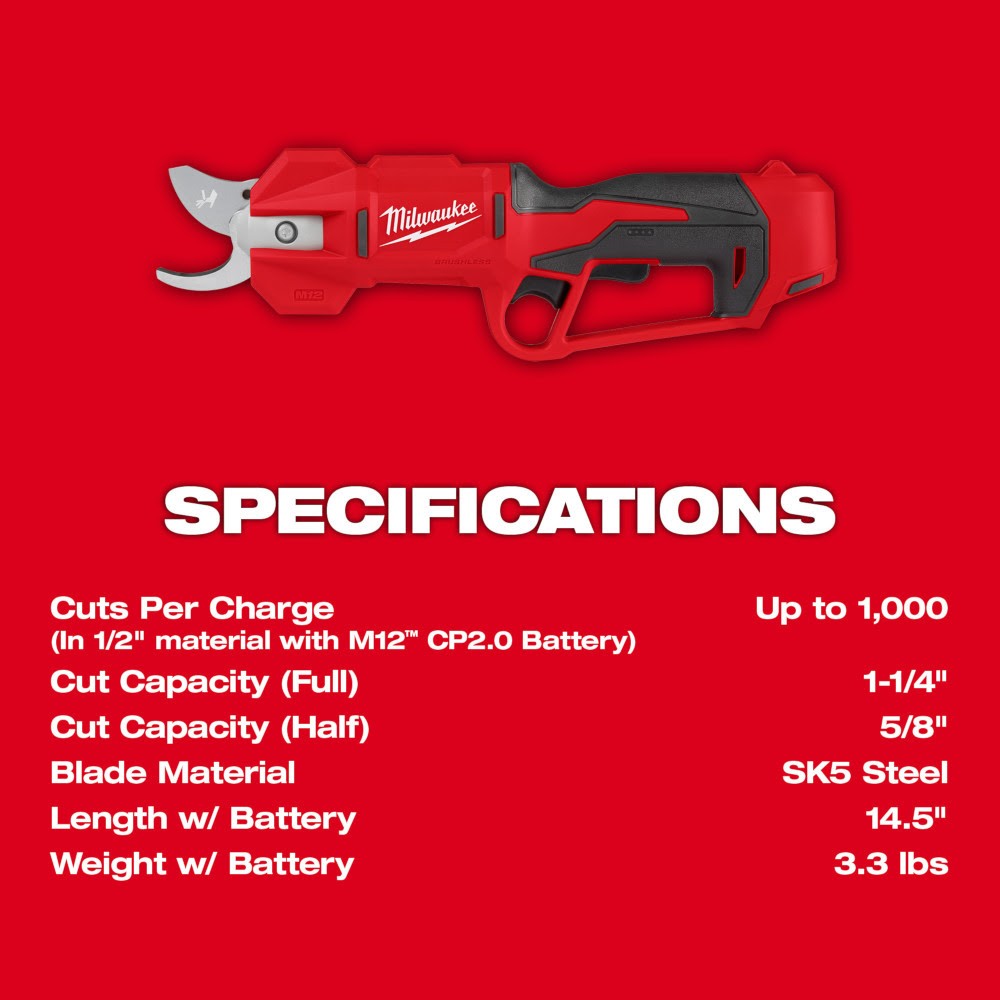 Milwaukee 2534-21 M12 Brushless Pruning Shears Kit