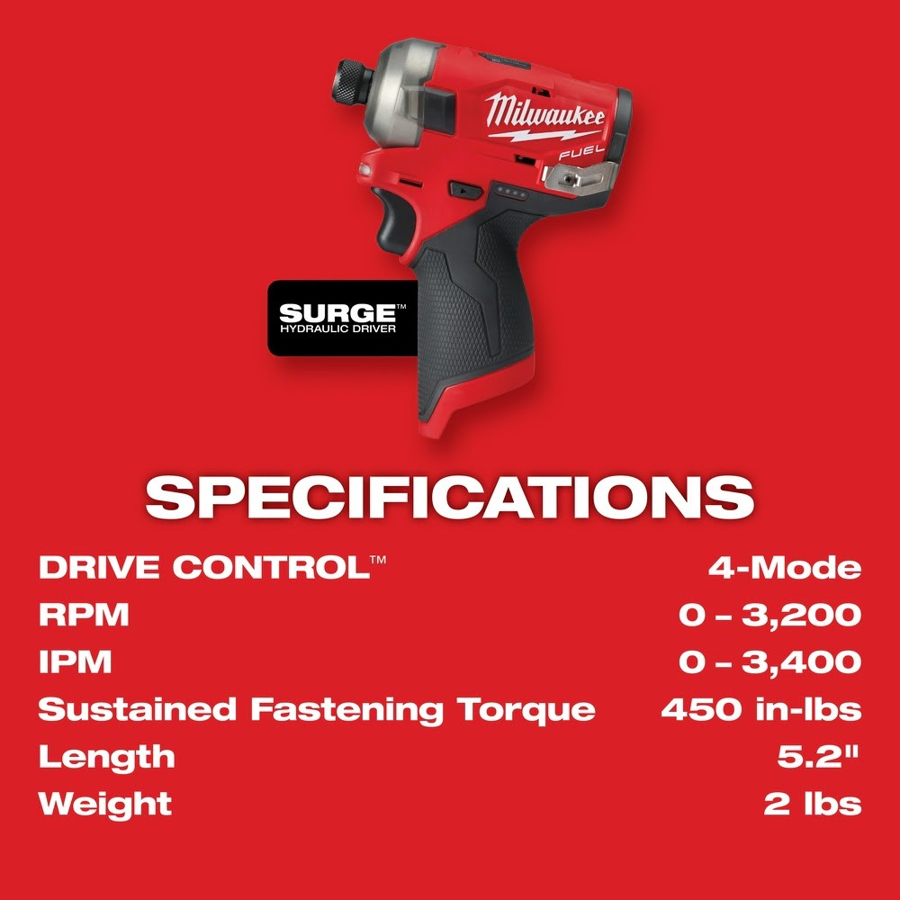 Milwaukee 2551-20 M12 FUEL SURGE 1/4" Hex Hydraulic Driver Bare Tool