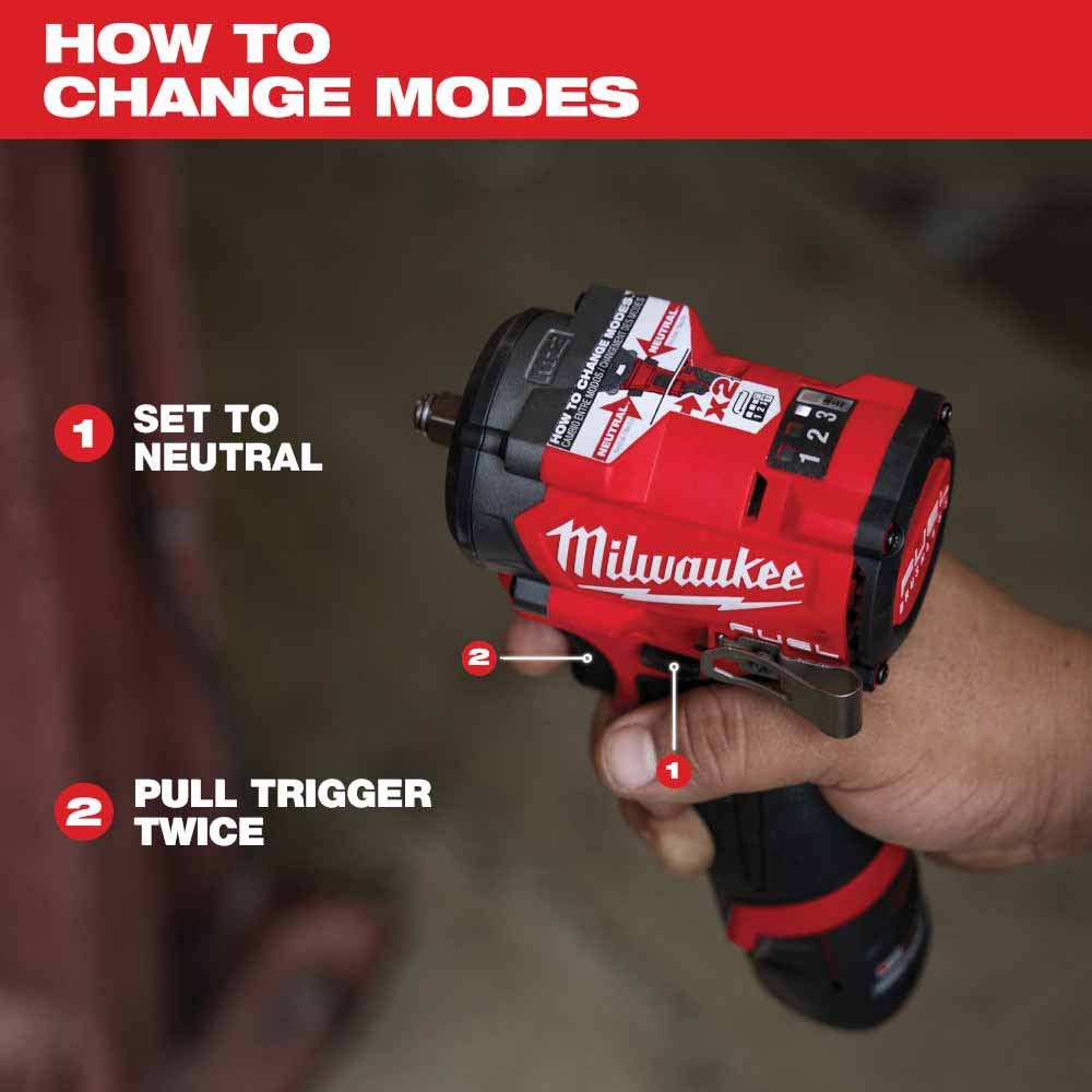 Milwaukee 2563P-20 M12 FUEL Stubby 1/2" Impact Wrench w/ Pin Detent