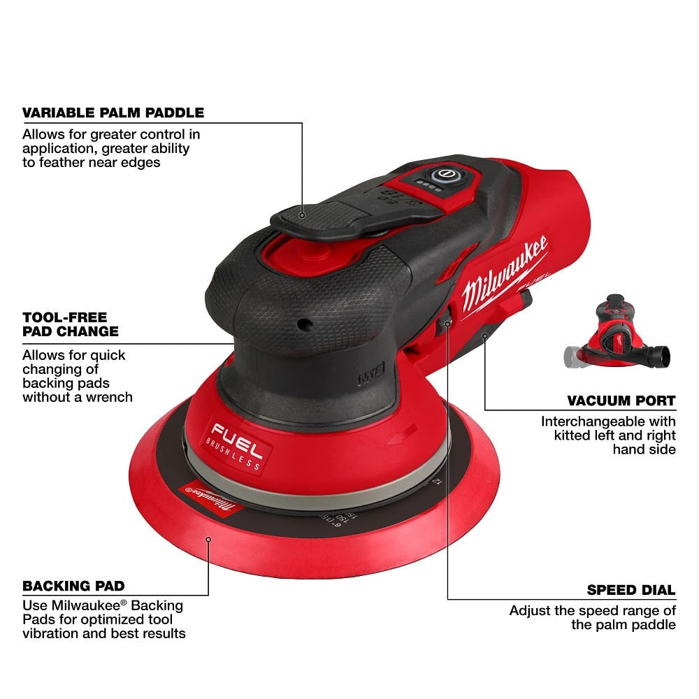 Milwaukee 2585-20 M12 FUEL 6" Random Orbital Sander (3/16")