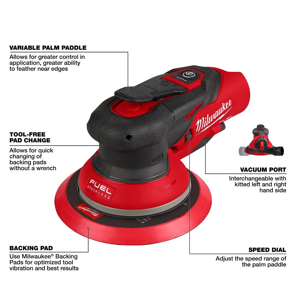 Milwaukee 2585-22CX M12 FUEL 6" Random Orbital Sander Kit (3/16")