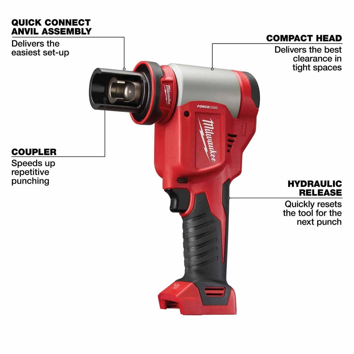 Milwaukee 2676-02 M18 FORCE LOGIC 10 Ton Knockout Tool 1/2" to 2"