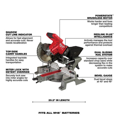 Milwaukee  2733-21 M18 FUEL 7-1/4" Dual Bevel Sliding Compound Miter Saw Kit