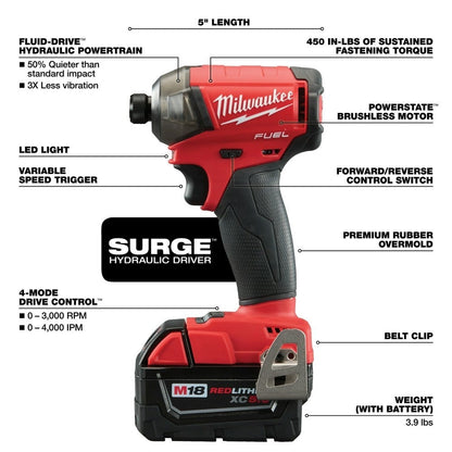 Milwaukee 2760-22 M18 FUEL SURGE 1/4" Hex Hydraulic Driver Kit