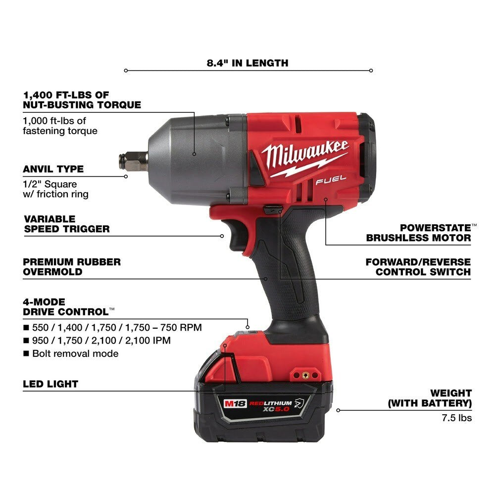Milwaukee 2767-22GR M18 FUEL HTIW w/ Grease Gun Kit