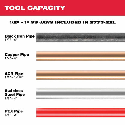 Milwaukee 2773-22L M18 FORCE LOGIC Long Throw Press Tool 1/2" to 1" Kit for Stainless Steel