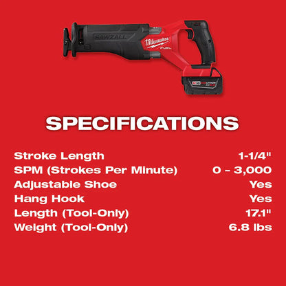 Milwaukee 2821-21F M18 FUEL SAWZALL Recip Saw + Forge Kit