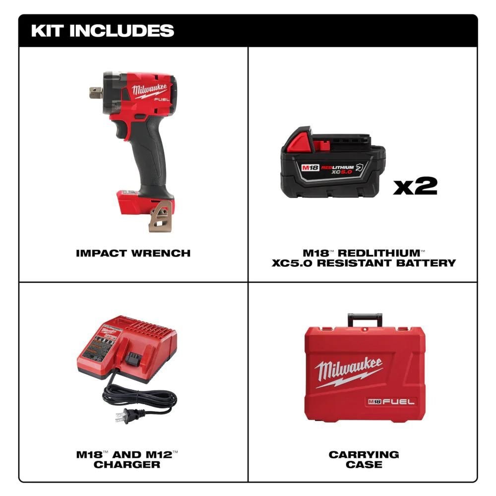 Milwaukee 2855P-22R M18 FUEL 1/2 " Compact Impact Wrench w/ Pin Detent Kit