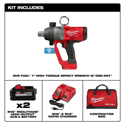 Milwaukee 2867-22 M18 FUEL 1" HTIW w/ ONE-KEY Kit w/ (2) 8.0Ah Batteries