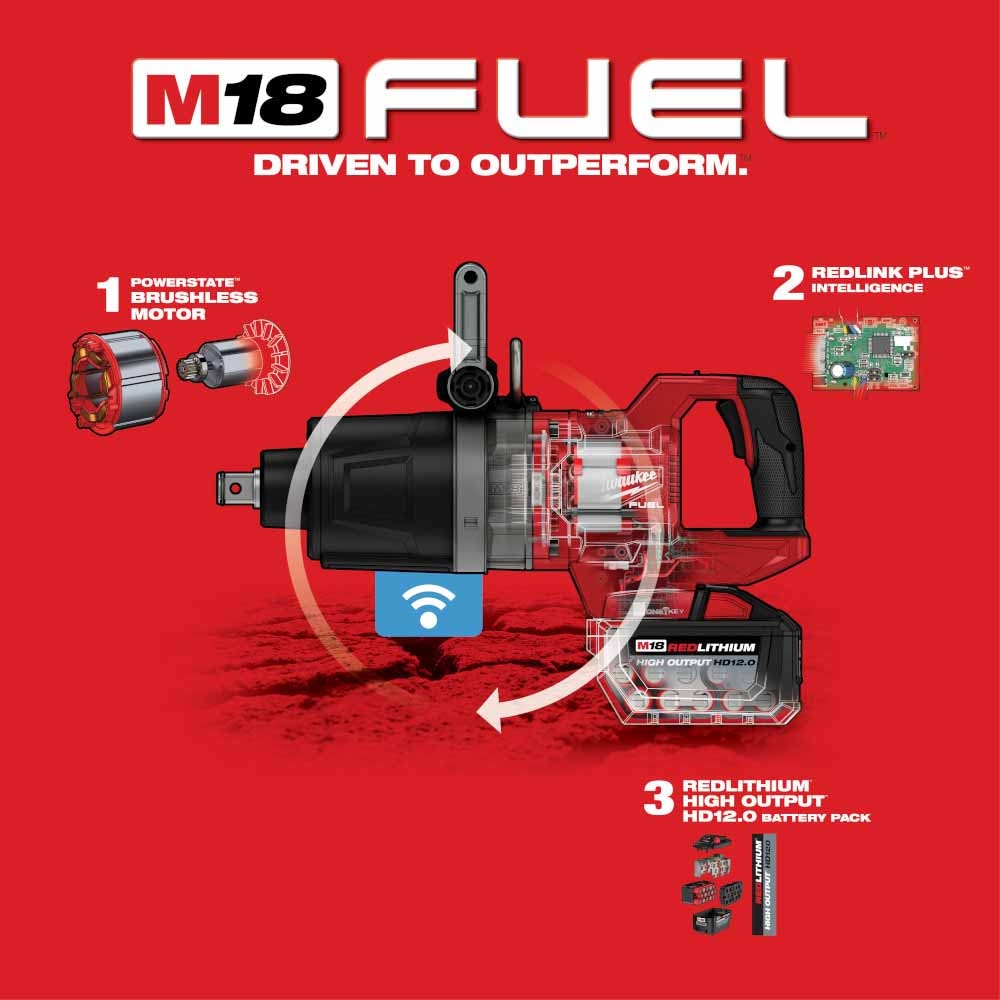 Milwaukee 2868-22HD M18 FUEL 1" D-Handle High Torque Impact Wrench w/ ONE-KEY Kit
