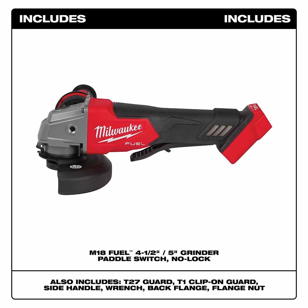 Milwaukee 2880-20 M18 FUEL™ 4-1/2" / 5" Grinder Paddle Switch, No-Lock