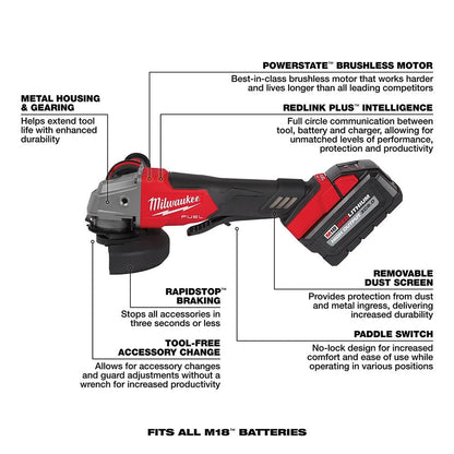 Milwaukee 2880-22 M18 FUEL™ 4-1/2" / 5" Grinder Paddle Switch, No-Lock Kit