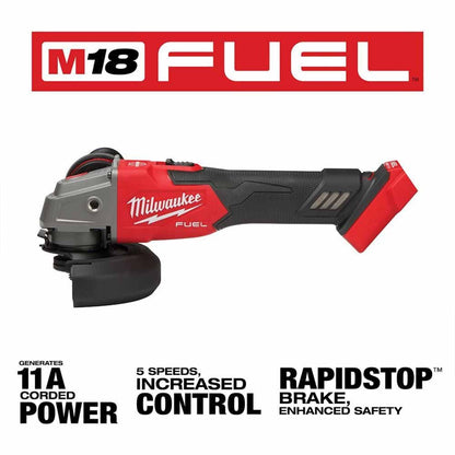 Milwaukee 2889-20 M18 FUEL™ 4-1/2" / 5" Variable Speed Braking Grinder, Slide Switch Lock-On