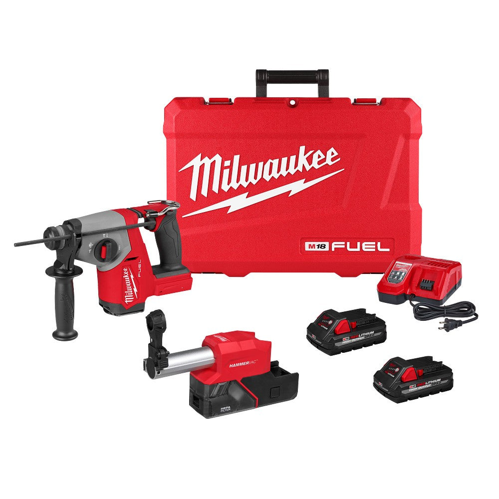 Milwaukee 2908-22DE M18 FUEL 5/8" SDS Plus Rotary Hammer w/ Dust Extractor Kit