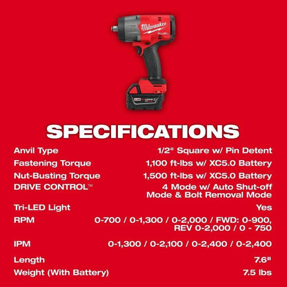 Milwaukee 2967-21B M18 FUEL 1/2" High Torque Impact Wrench w/ Friction Ring Kit