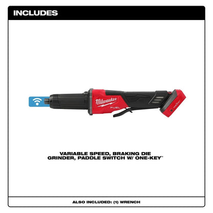 Milwaukee 2984-20 M18 FUEL Variable Speed, Braking Die Grinder, Paddle Switch w/ ONE-KEY