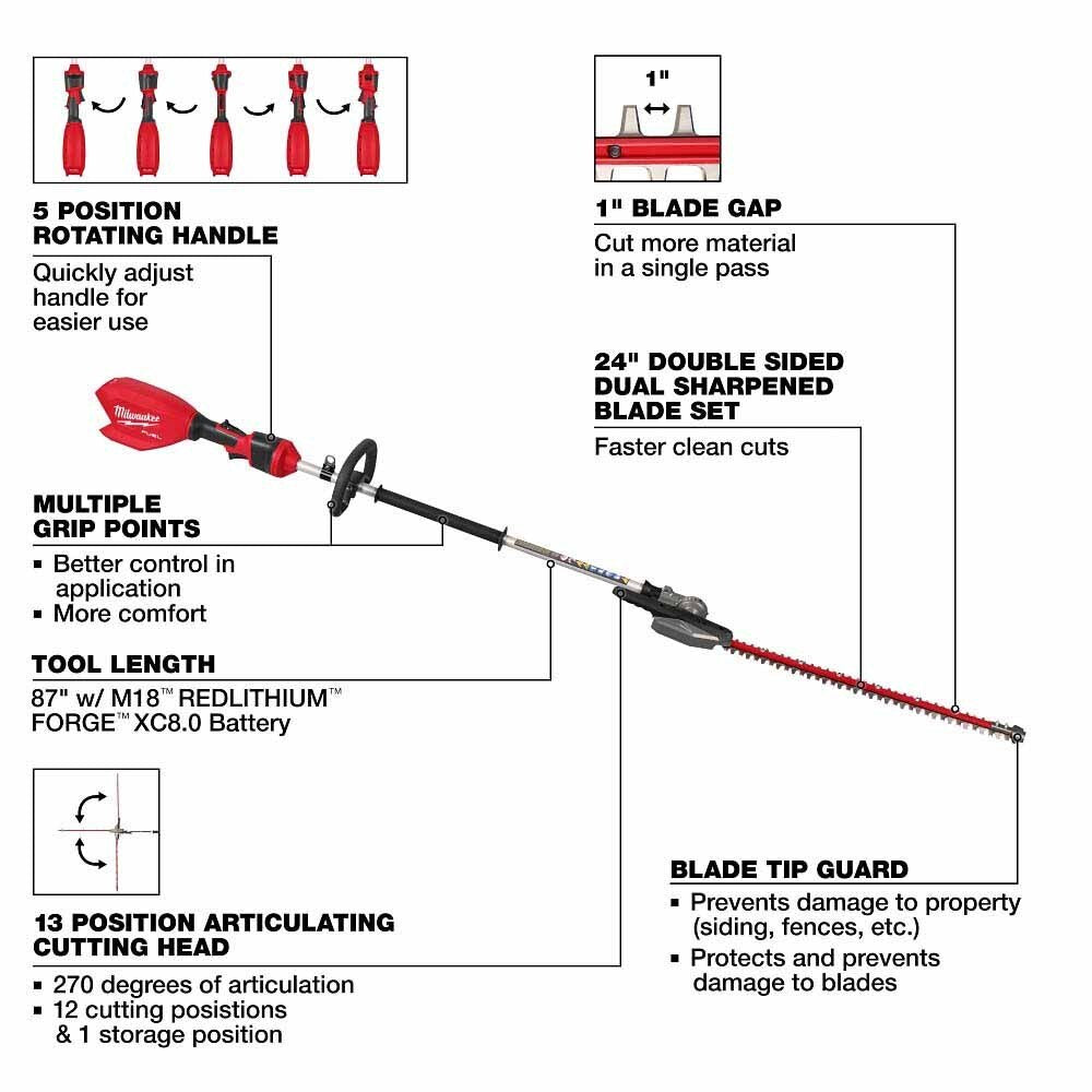 Milwaukee 3012-20 M18 FUEL Pole Articulating Hedge Trimmer