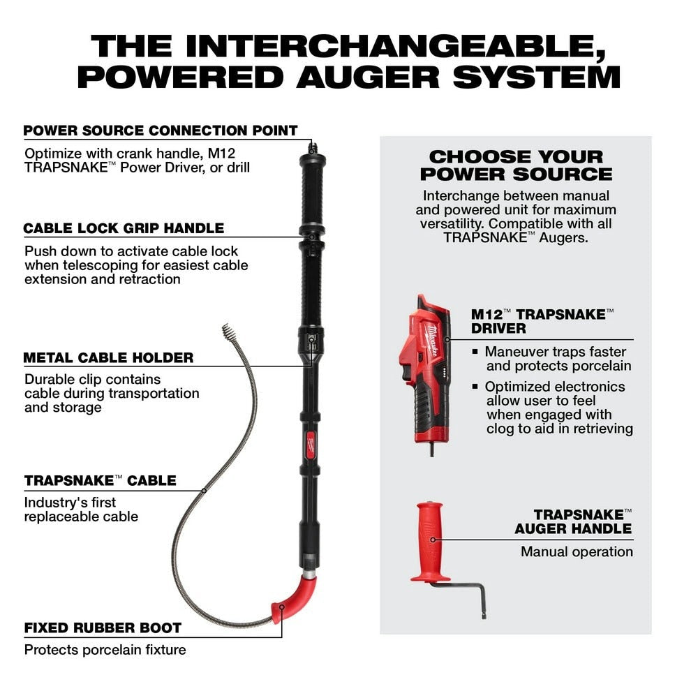 Milwaukee 3576-21 M12 TRAPSNAKE 6' Toilet Auger
