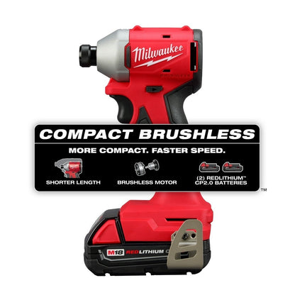 Milwaukee 3650-22CT M18 Compact Brushless 1/4" Hex Impact Driver Kit