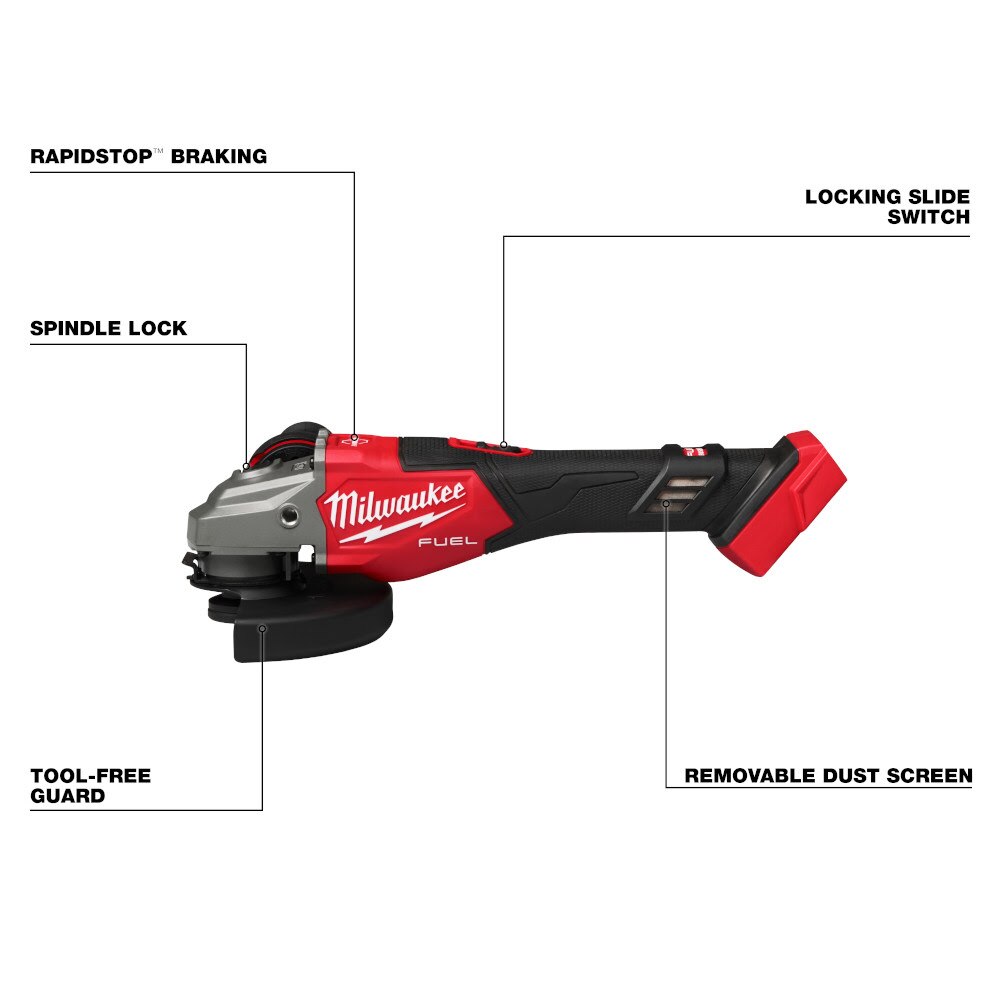 Milwaukee 3671-20 M18 FUEL 4-1/2"-6" Braking Grinder, Slide Switch