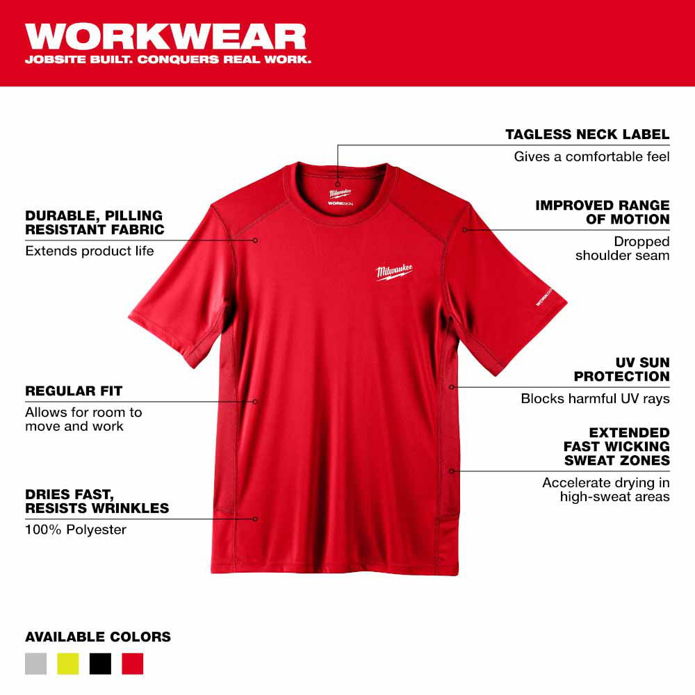 Milwaukee 414R WORKSKIN Lightweight Performance Shirt - Short Sleeve - Red