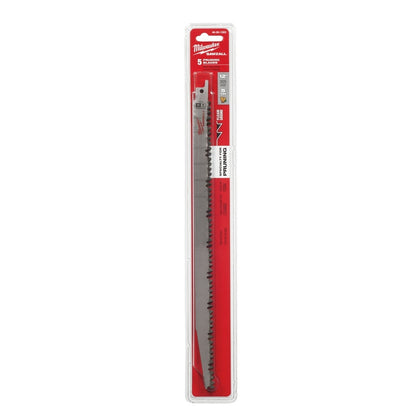 Milwaukee 48-00-1303 12" x 5TPI Wood Pruning Sawzall Blade 5-Pack