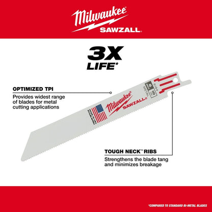 Milwaukee 48-00-5189 12" x 18TPI Bi-Metal Super Sawzall Blade