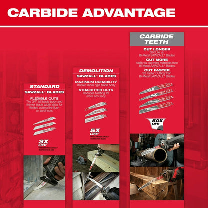 Milwaukee 48-00-5331 6" 3 TPI The AX™ with Carbide Teeth for Pruning & Clean Wood SAWZALL® Blade 3PK