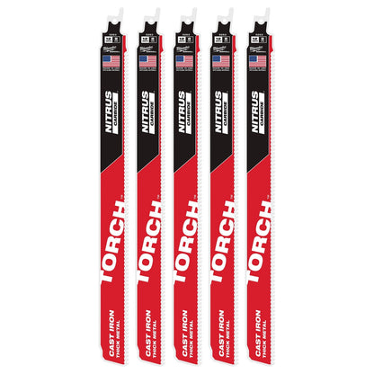 Milwaukee 48-00-5563 12” 7TPI The TORCH™ with NITRUS Carbide™ for Cast Iron SAWZALL®  Blade (5 Pack)
