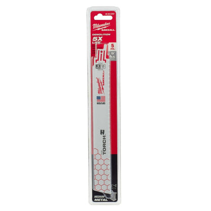 Milwaukee 48-00-5787 9" x 14TPI Super Sawzall Demolition Blade 5-Pack