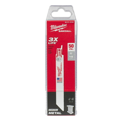Milwaukee 48-01-6184 6" x 18TPI Bi-Metal Super Sawzall Blade 50-Pack