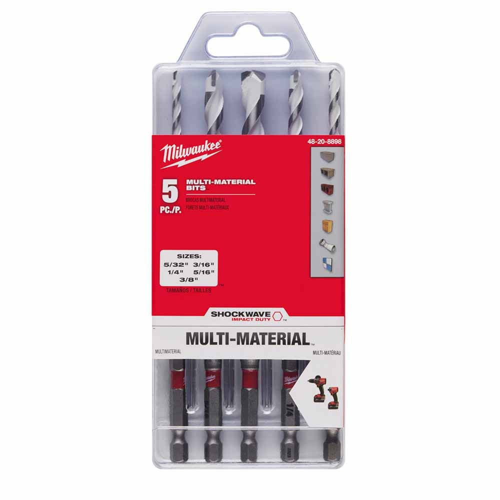 Milwaukee 48-20-8898 SHOCKWAVE Impact Duty Carbide Multi-Material Drill Bit Set - 5PC