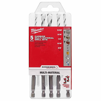 Milwaukee 48-20-8898 SHOCKWAVE Impact Duty Carbide Multi-Material Drill Bit Set - 5PC