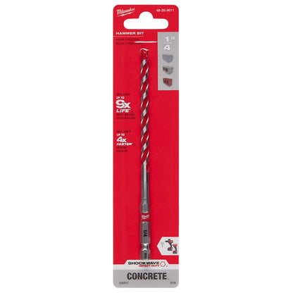 Milwaukee 48-20-9011 1/4" x 4" x 6" SHOCKWAVE™ Carbide Hammer Drill Bit