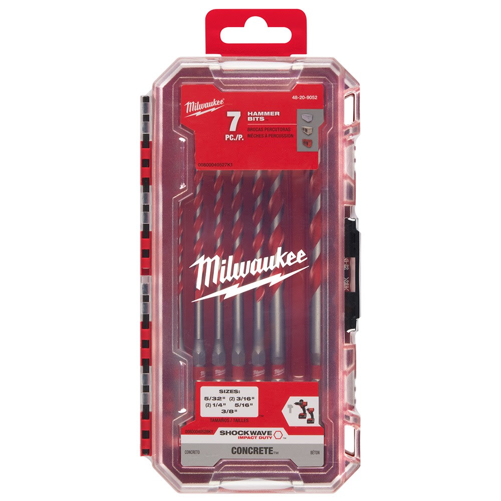 Milwaukee 48-20-9052 7pc. SHOCKWAVE™ Carbide Hammer Drill Bit Kit