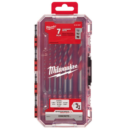 Milwaukee 48-20-9057 7pc. Large SHOCKWAVE™ Carbide Hammer Drill Bit Kit