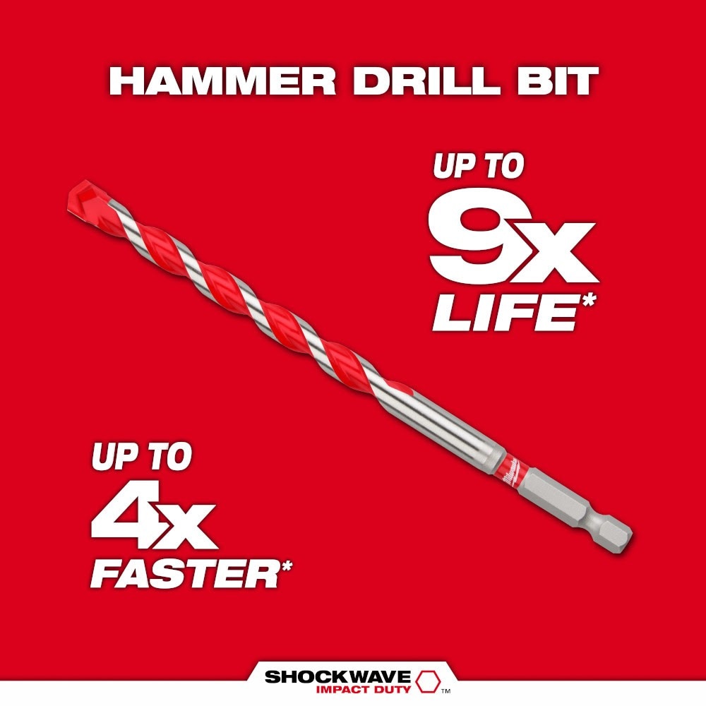 Milwaukee 48-20-9106 3/16" x 4" x 6" SHOCKWAVE™ Carbide Hammer Drill Bit - 25 Pack
