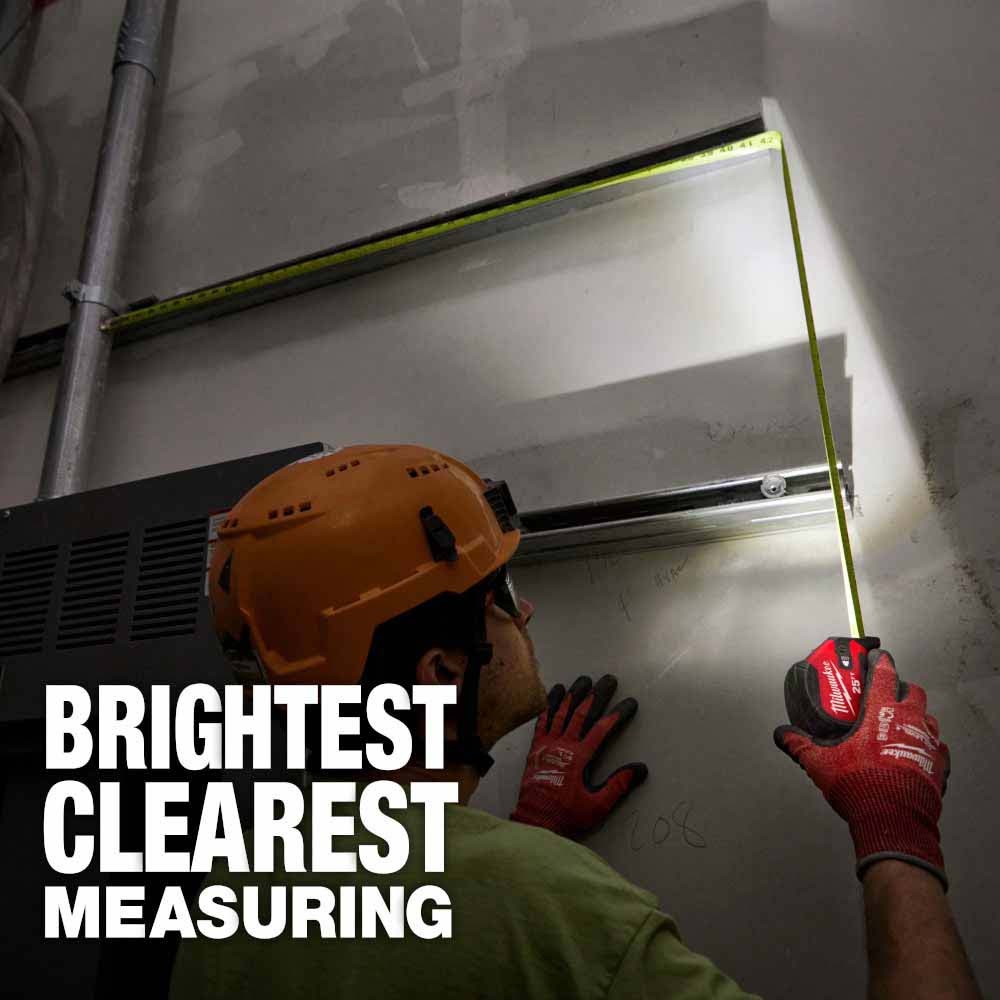 Milwaukee 48-22-0428 25" Compact Wide Blade Magnetic Tape Measure w/ Rechargeable 100 Lumen LED Light