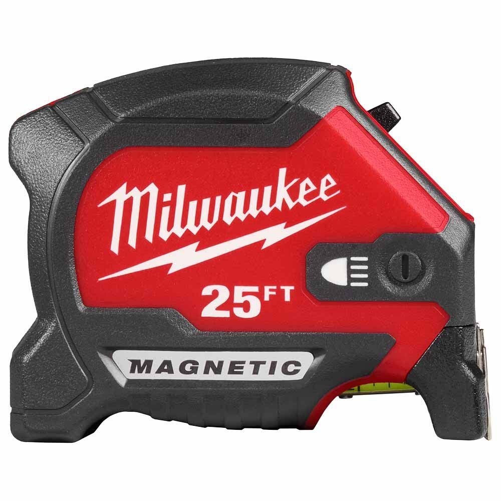 Milwaukee 48-22-0428 25" Compact Wide Blade Magnetic Tape Measure w/ Rechargeable 100 Lumen LED Light
