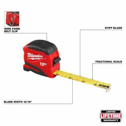 Milwaukee 48-22-1712 12ft Compact Tape Measure