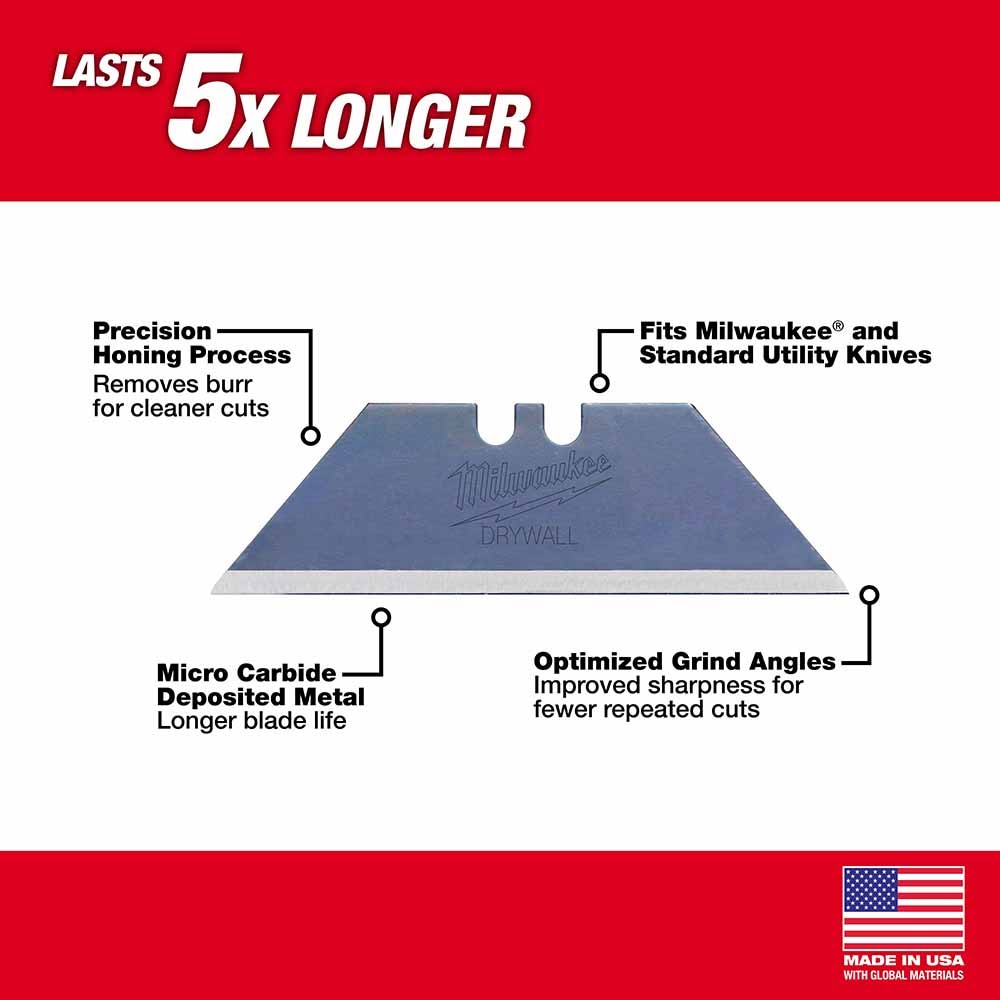 Milwaukee 48-22-1933 5 PC Drywall Utility Knife Blades