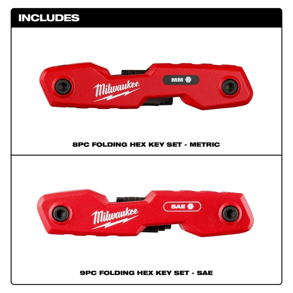 Milwaukee 48-22-2183 2PC 17-Key Folding Hex Key Sets - SAE/Metric