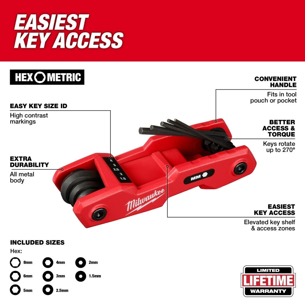 Milwaukee 48-22-2183 2PC 17-Key Folding Hex Key Sets - SAE/Metric