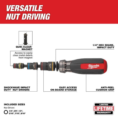 Milwaukee 48-22-2921 Multi-Nut Driver W/ SHOCKWAVE Impact Duty Magnetic Nut Drivers