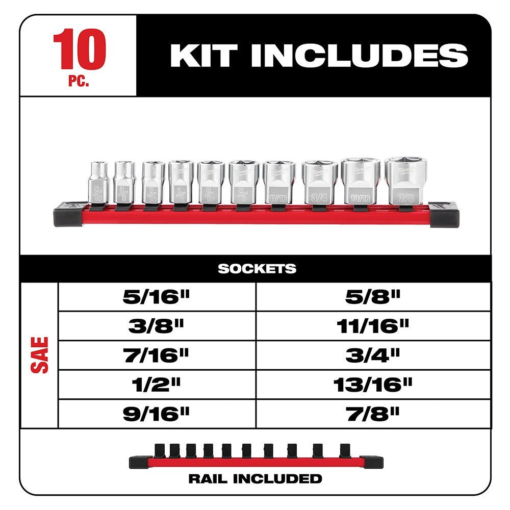 Milwaukee  48-22-9403 3/8" Drive 10pc Socket Set - SAE