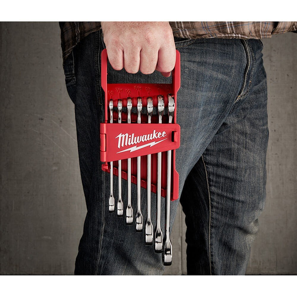 Milwaukee 48-22-9406 7 Piece Ratcheting Combination Wrench Set - SAE