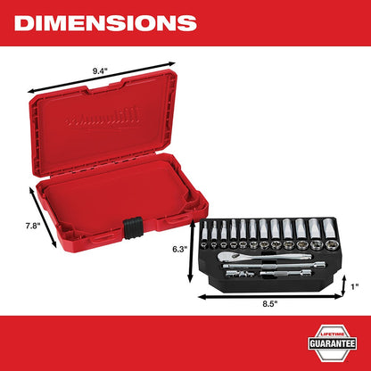 Milwaukee 48-22-9504 1/4" Drive 28 Piece Ratchet & Socket Set - Metric