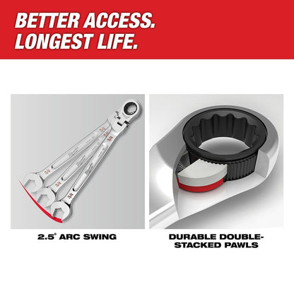 Milwaukee 48-22-9513 15pc Flex Head Ratcheting Wrench Set - Metric