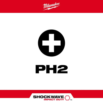 Milwaukee 48-32-4564 SHOCKWAVE 3.5" PH2 Impact Bit 5PK