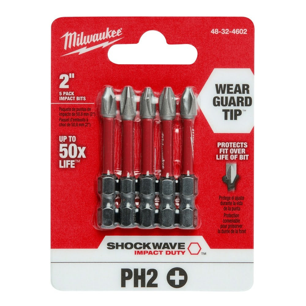 Milwaukee 48-32-4602 SHOCKWAVE 2" PH2 Impact Bit 5PK